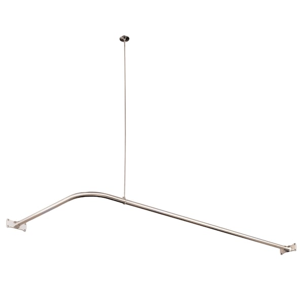 L-Shaped Shower Curtain Rod, Polished Nickel